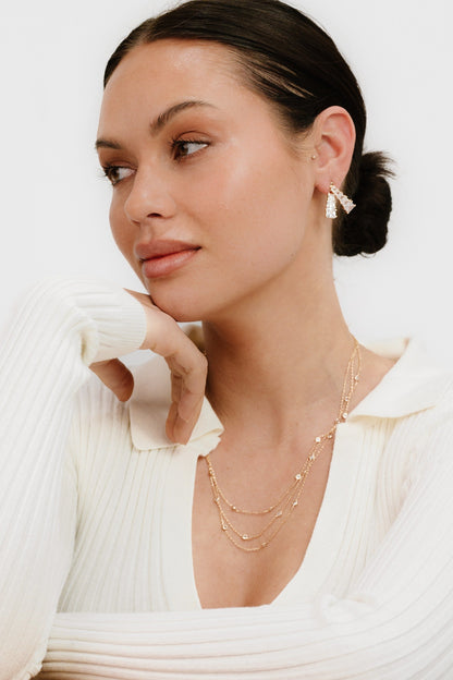Front and Back Crystal Dangle Earrings - Clear Crystals | Ettika