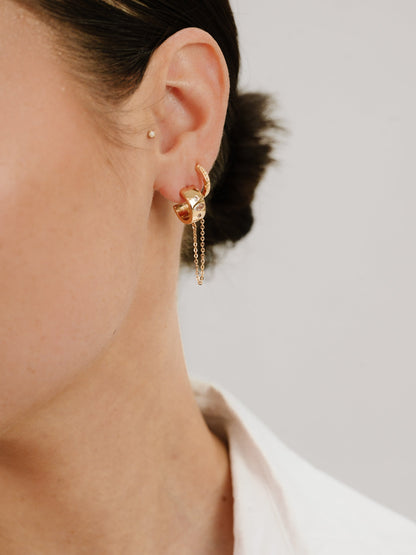 Double Piercing Bezel Crystal Dangle Earrings - 18k Gold Plated | Ettika