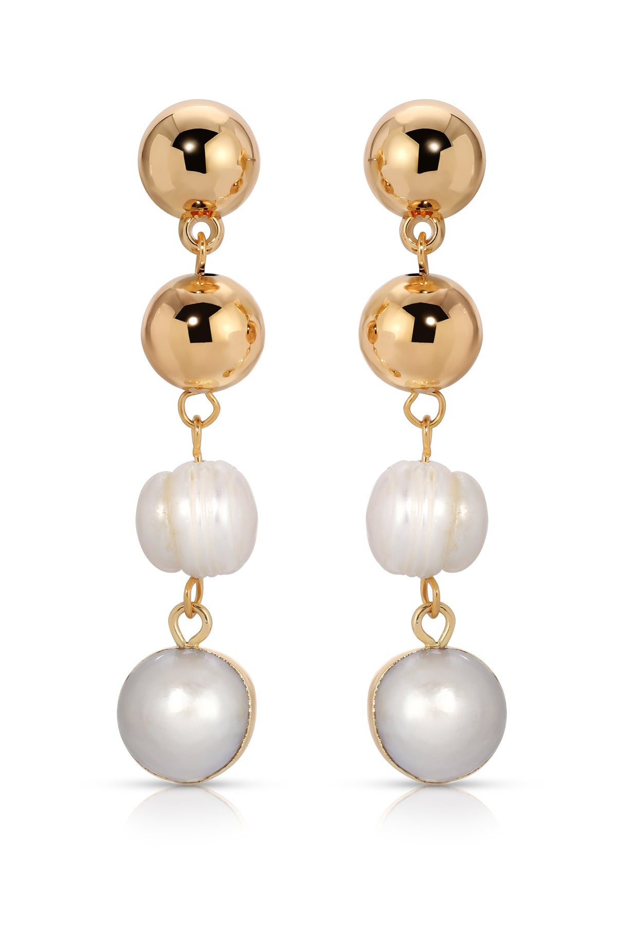 Resort Drop Earrings - White Pearl with 18k Gold Plating | Ettika