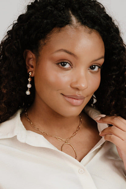 Resort Drop Earrings - White Pearl with 18k Gold Plating | Ettika