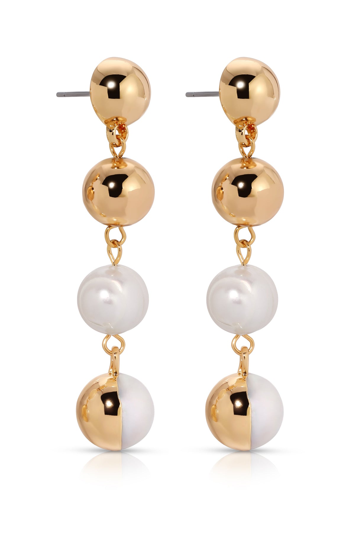 Resort Drop Earrings - White Pearl with 18k Gold Plating | Ettika