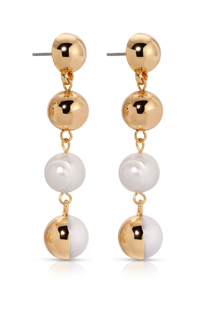Resort Drop Earrings - White Pearl with 18k Gold Plating | Ettika