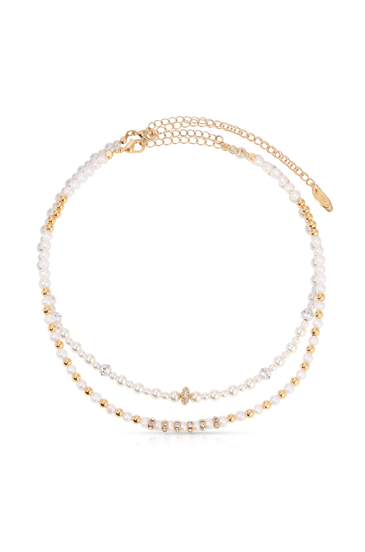 Pearls Double Sparkle Beaded Necklace Set - Pearl | Ettika