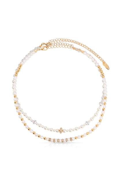 Pearls Double Sparkle Beaded Necklace Set - Pearl | Ettika
