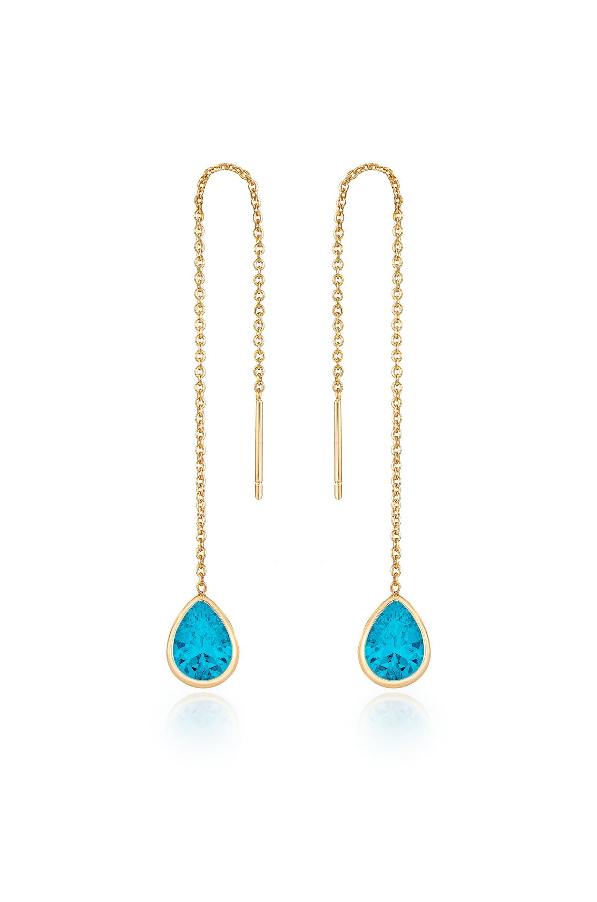 Barely There Chain and Crystal Dangle Earrings - Aqua Crystal with 18k Gold Plating | Ettika