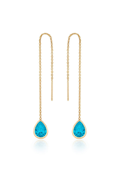 Barely There Chain and Crystal Dangle Earrings - Aqua Crystal with 18k Gold Plating | Ettika