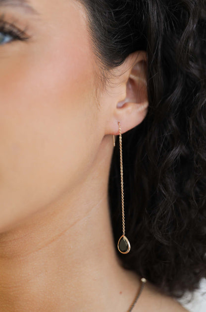 Barely There Chain and Crystal Dangle Earrings - Aqua Crystal with 18k Gold Plating | Ettika