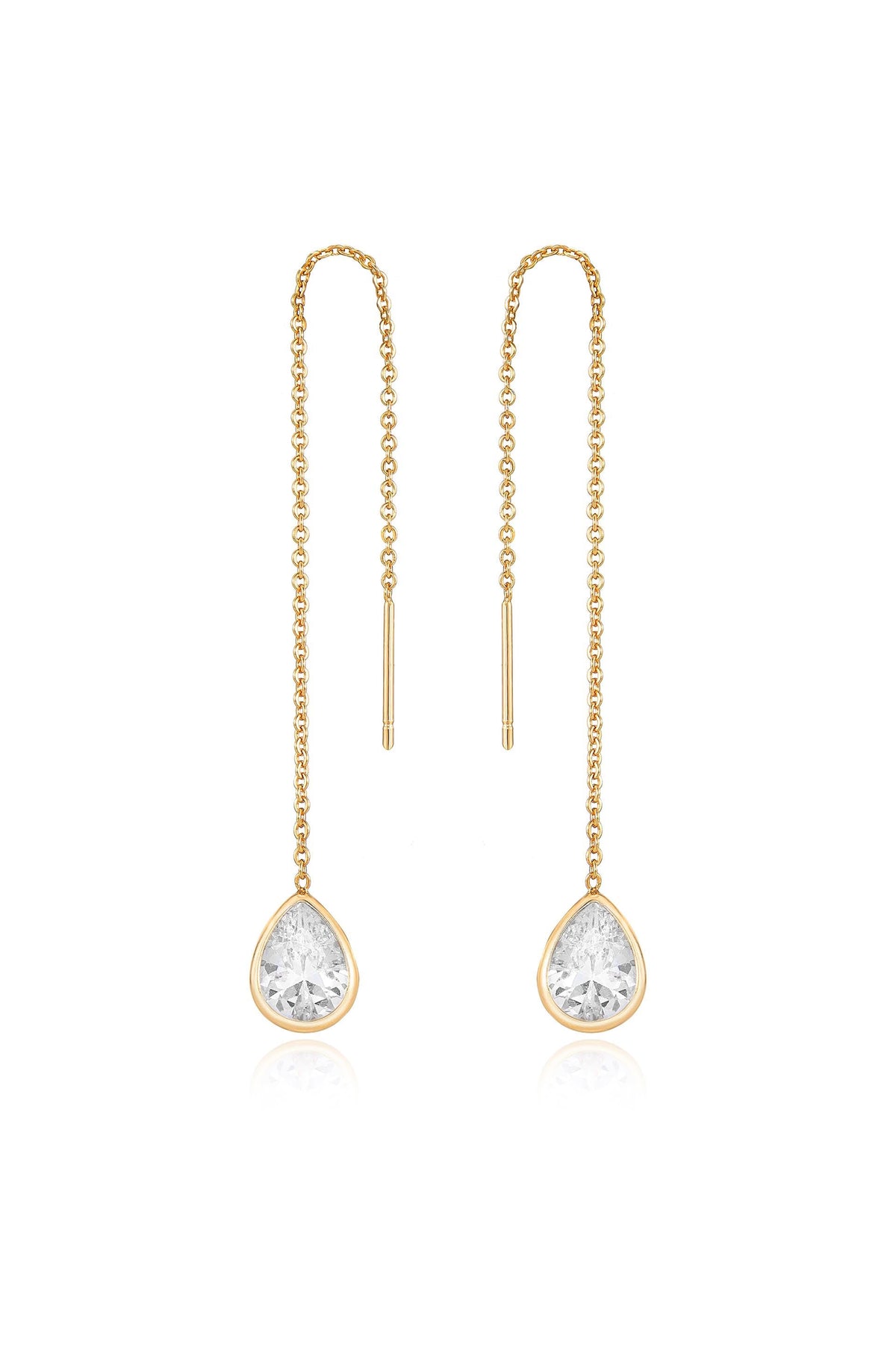Barely There Chain and Crystal Dangle Earrings - Aqua Crystal with 18k Gold Plating | Ettika