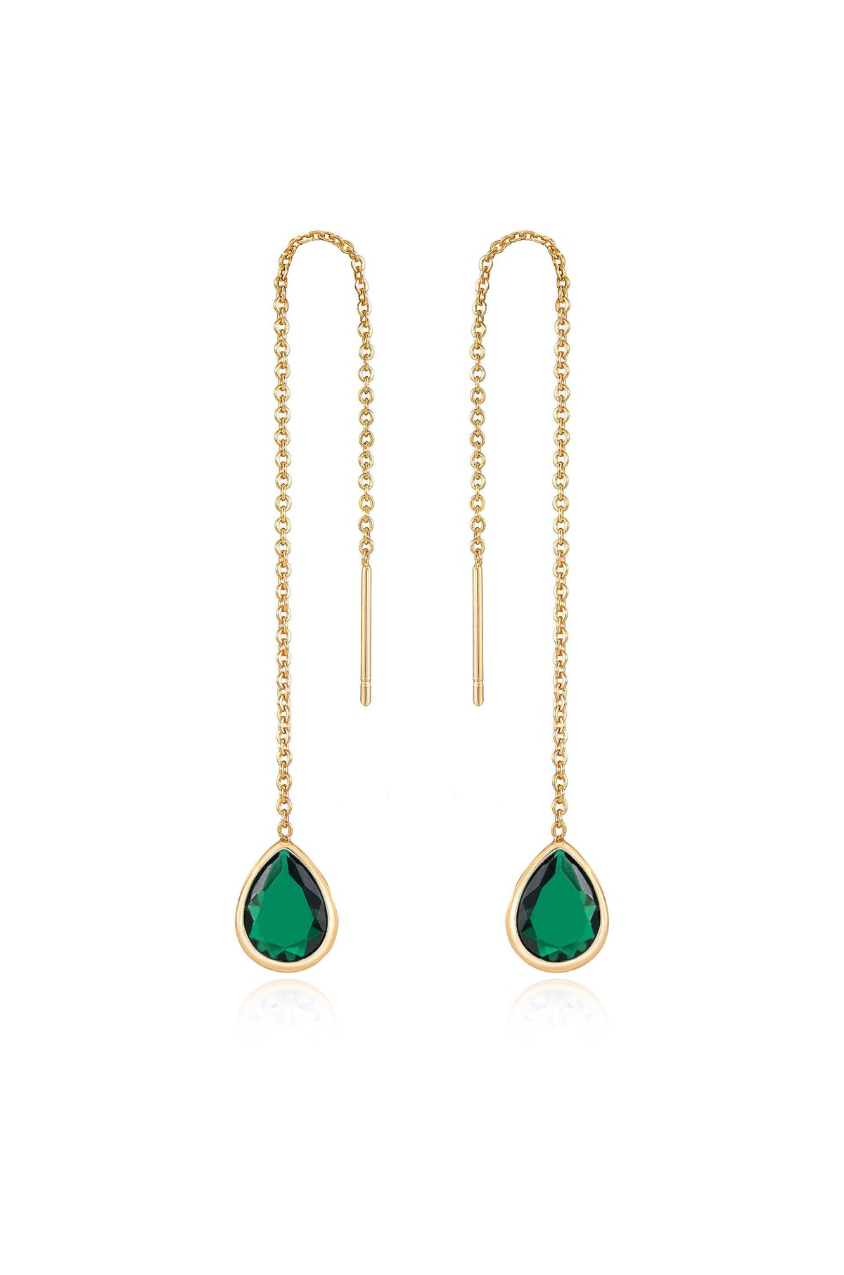 Barely There Chain and Crystal Dangle Earrings - Aqua Crystal with 18k Gold Plating | Ettika