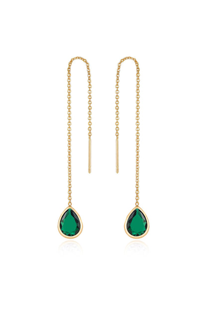 Barely There Chain and Crystal Dangle Earrings - Aqua Crystal with 18k Gold Plating | Ettika