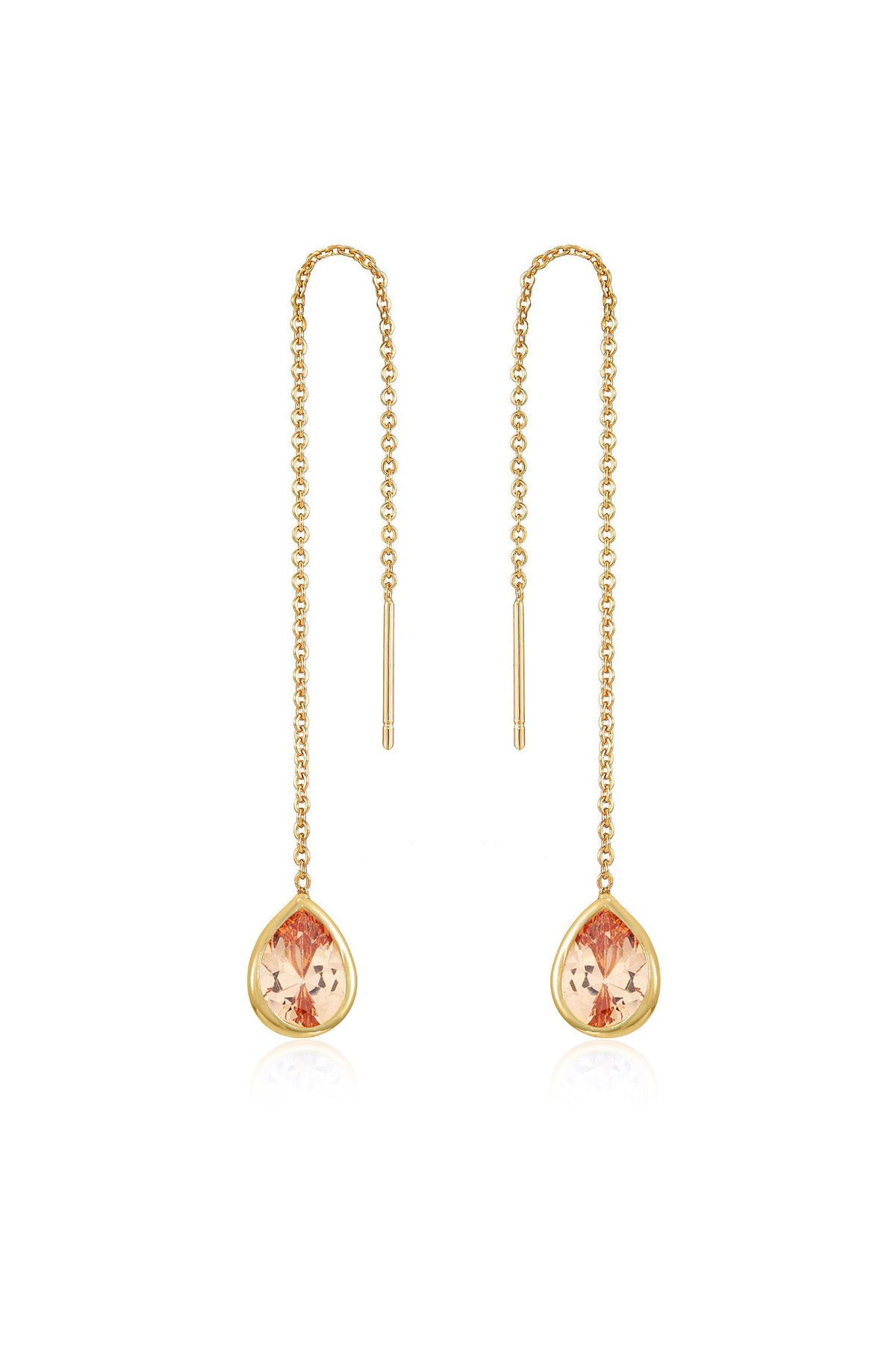 Barely There Chain and Crystal Dangle Earrings - Aqua Crystal with 18k Gold Plating | Ettika