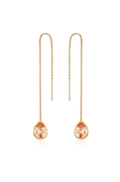 Barely There Chain and Crystal Dangle Earrings - Aqua Crystal with 18k Gold Plating | Ettika
