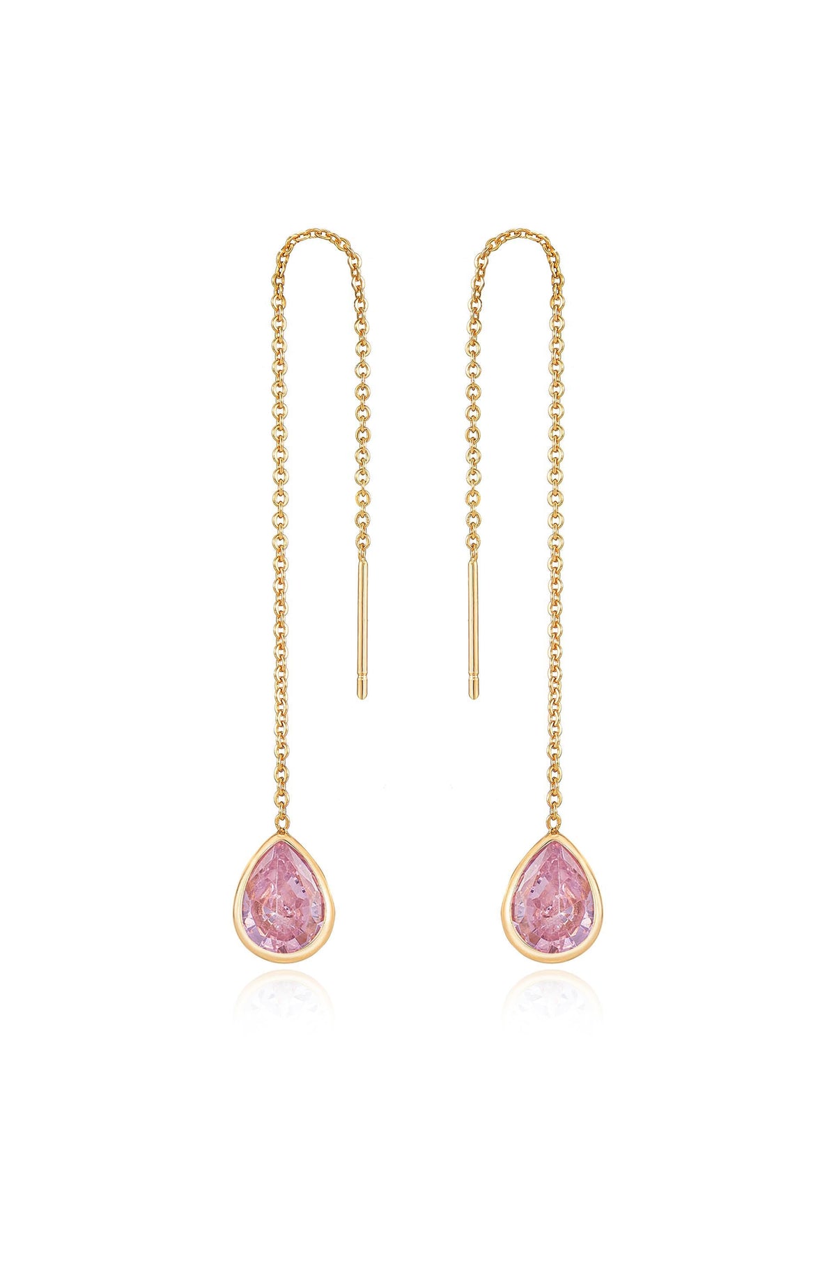 Barely There Chain and Crystal Dangle Earrings - Aqua Crystal with 18k Gold Plating | Ettika