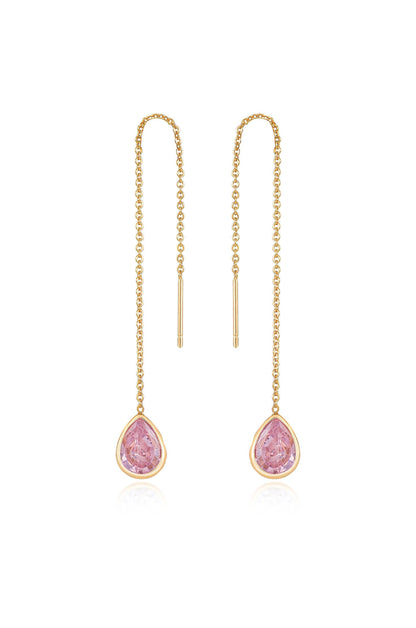 Barely There Chain and Crystal Dangle Earrings - Aqua Crystal with 18k Gold Plating | Ettika