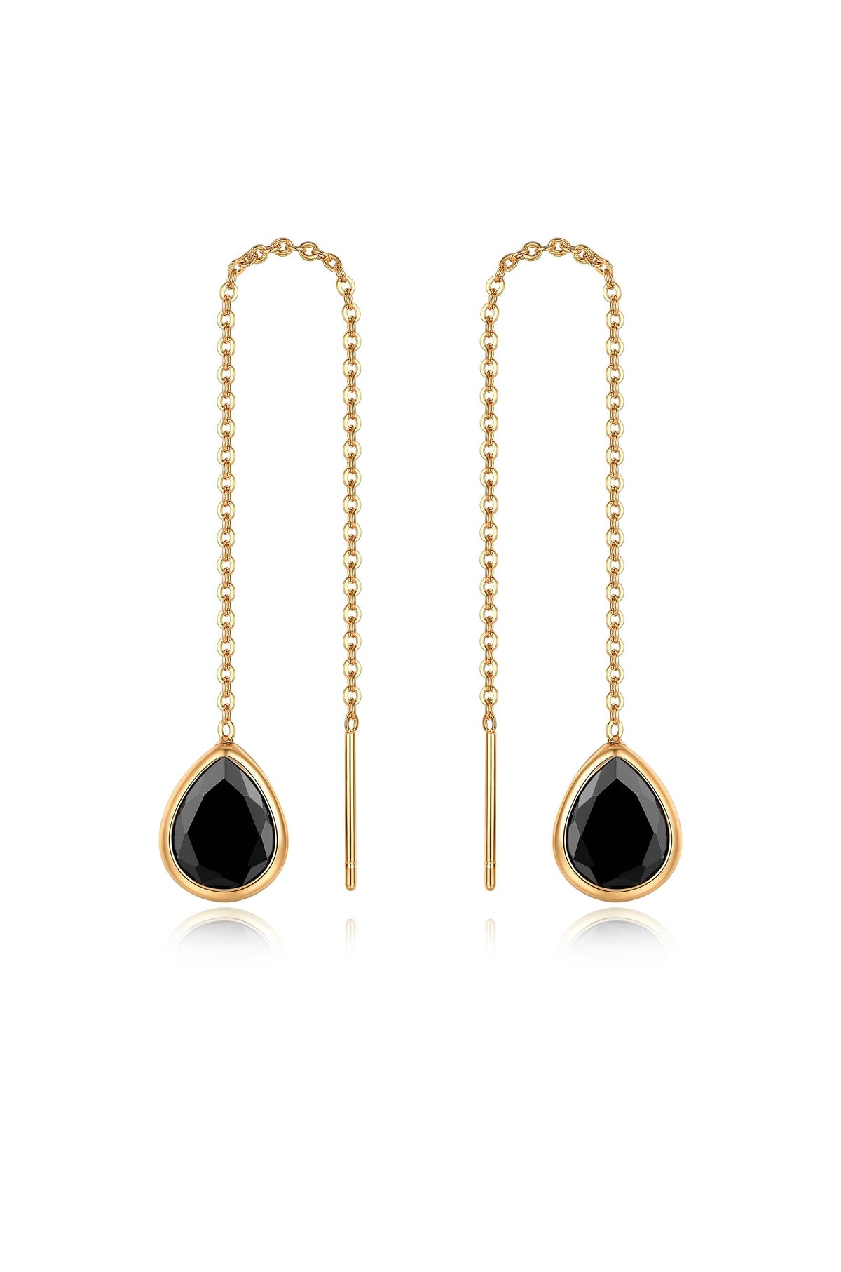 Barely There Chain and Crystal Dangle Earrings - Aqua Crystal with 18k Gold Plating | Ettika