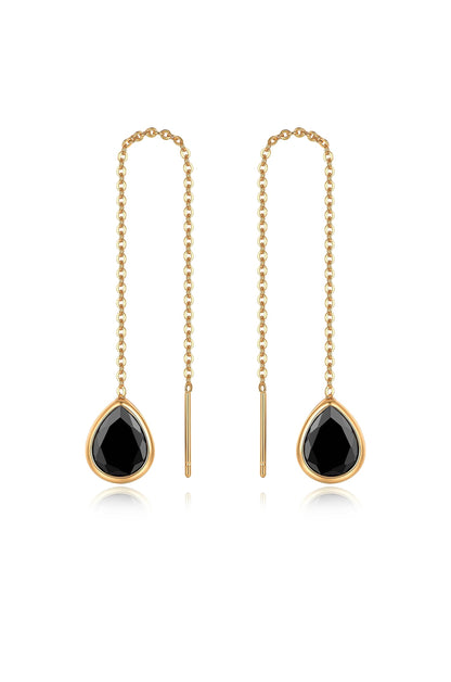 Barely There Chain and Crystal Dangle Earrings - Aqua Crystal with 18k Gold Plating | Ettika