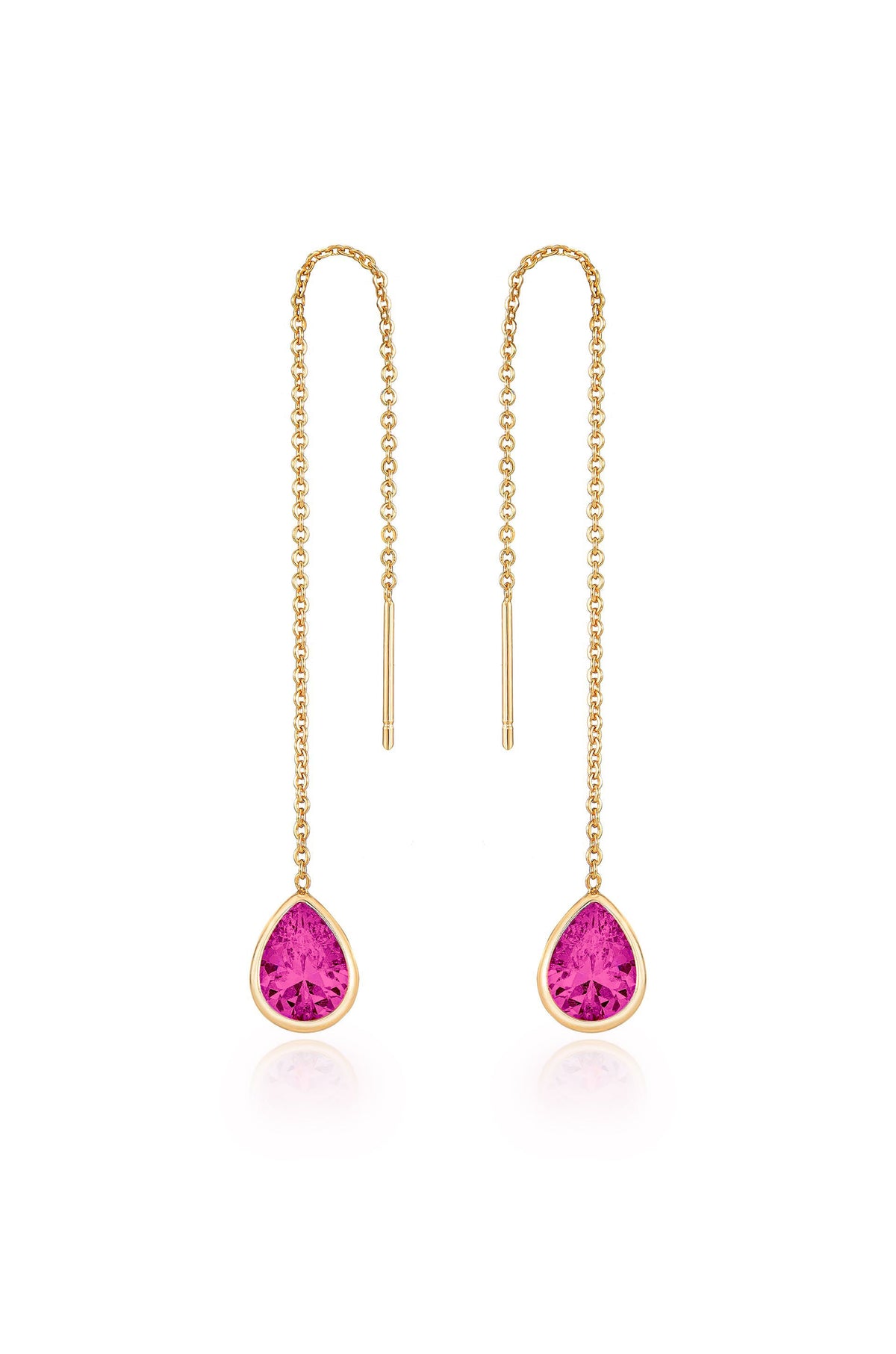 Barely There Chain and Crystal Dangle Earrings - Aqua Crystal with 18k Gold Plating | Ettika