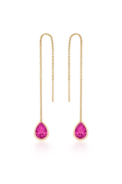 Barely There Chain and Crystal Dangle Earrings - Aqua Crystal with 18k Gold Plating | Ettika