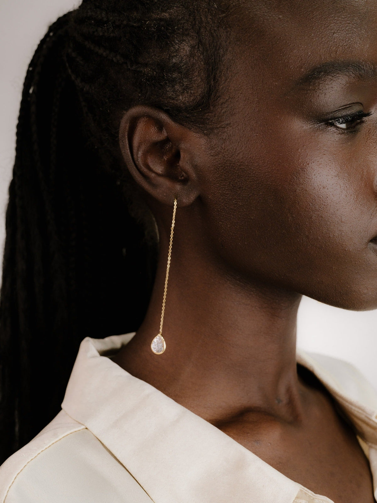 Barely There Chain and Crystal Dangle Earrings - Aqua Crystal with 18k Gold Plating | Ettika