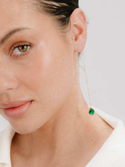 Barely There Chain and Crystal Dangle Earrings - Aqua Crystal with 18k Gold Plating | Ettika