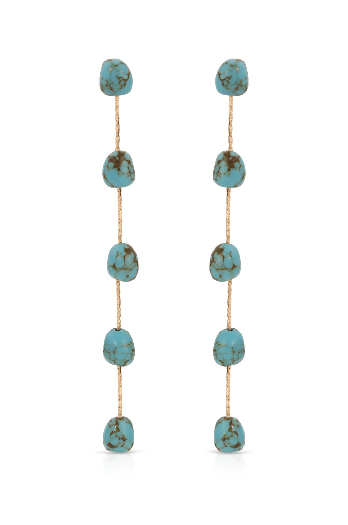 Dripping Turquoise Delicate Drop Earrings - Turquoise with 18k Gold Plating | Ettika
