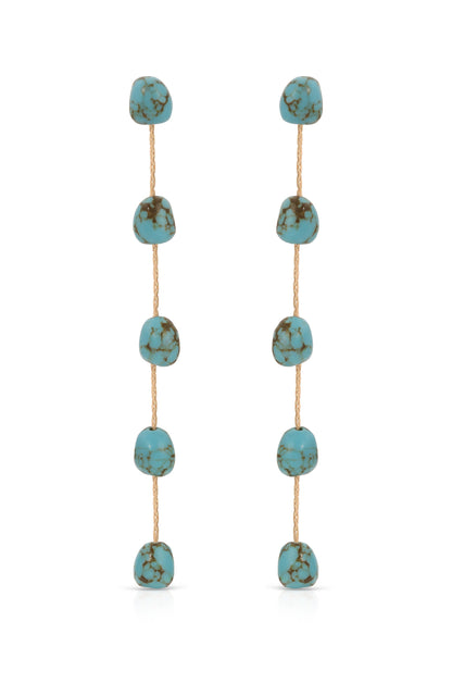 Dripping Turquoise Delicate Drop Earrings - Turquoise with 18k Gold Plating | Ettika