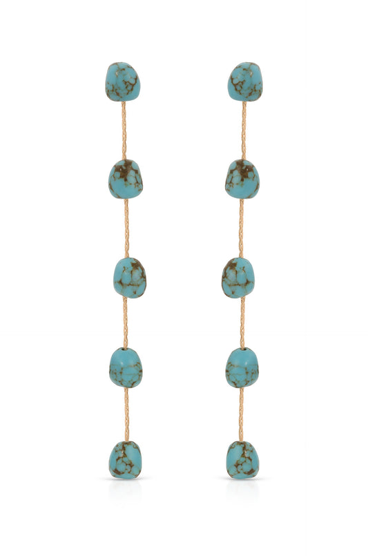 Dripping Turquoise Delicate Drop Earrings - Turquoise with 18k Gold Plating | Ettika