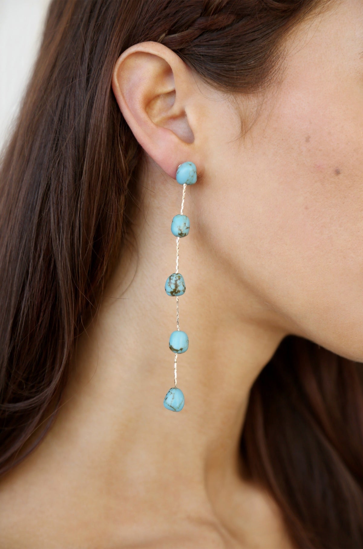Dripping Turquoise Delicate Drop Earrings - Turquoise with 18k Gold Plating | Ettika