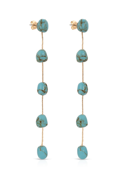 Dripping Turquoise Delicate Drop Earrings - Turquoise with 18k Gold Plating | Ettika