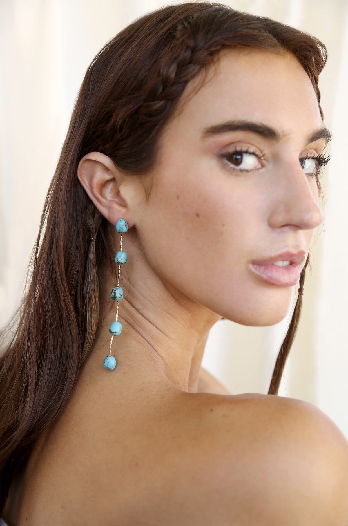 Dripping Turquoise Delicate Drop Earrings - Turquoise with 18k Gold Plating | Ettika