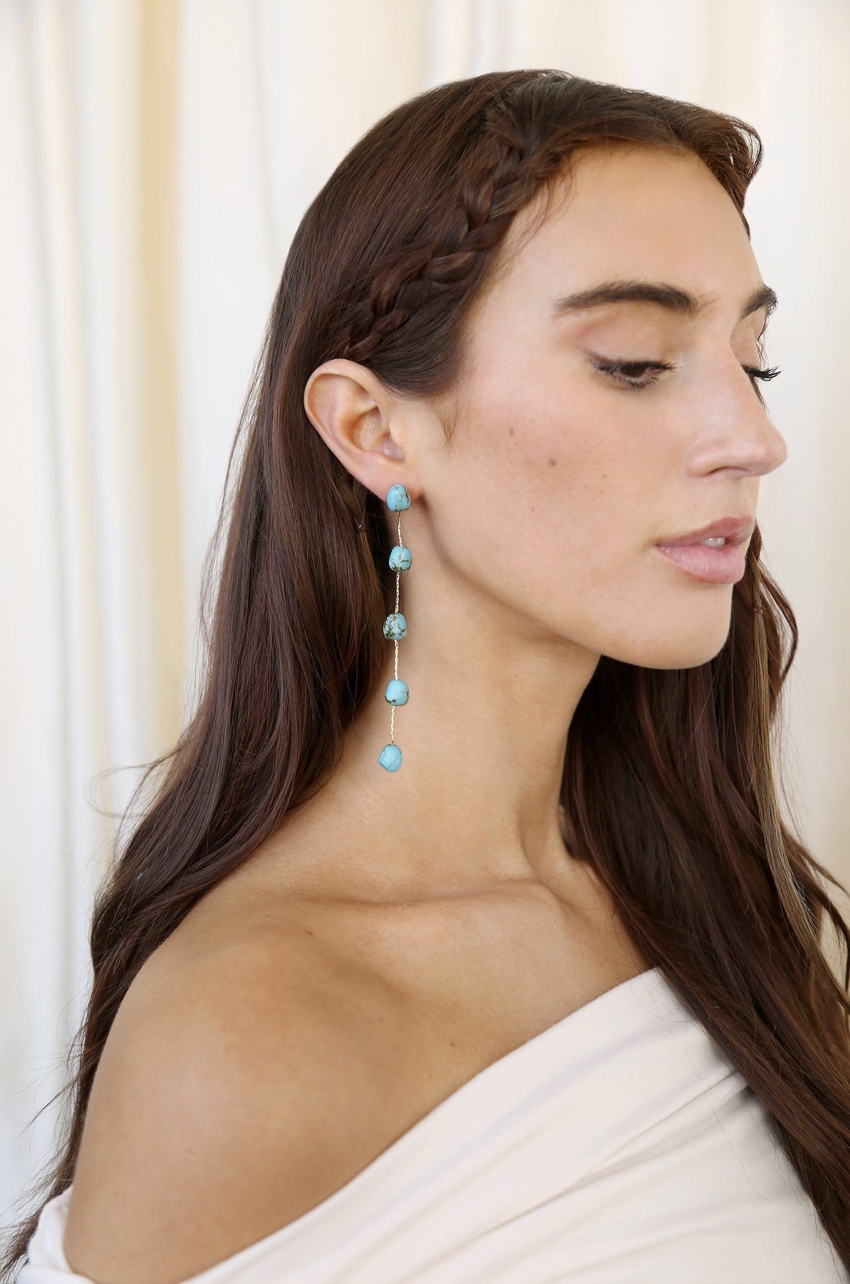 Dripping Turquoise Delicate Drop Earrings - Turquoise with 18k Gold Plating | Ettika