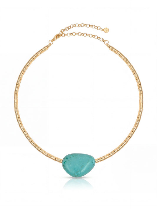 Beaded Turquoise Nugget Necklace - Turquoise with 18k Gold Plating | Ettika