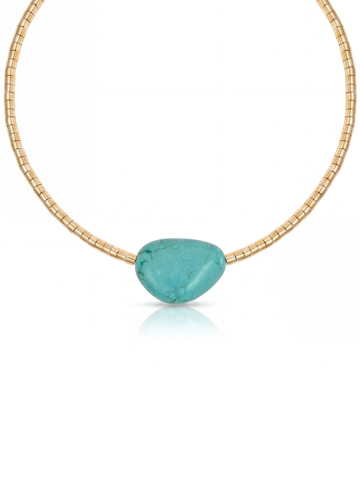 Beaded Turquoise Nugget Necklace - Turquoise with 18k Gold Plating | Ettika