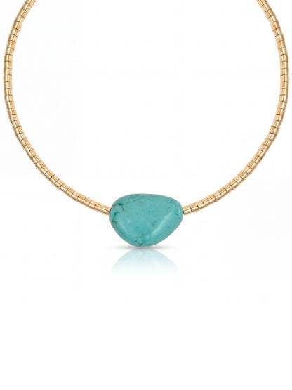 Beaded Turquoise Nugget Necklace - Turquoise with 18k Gold Plating | Ettika