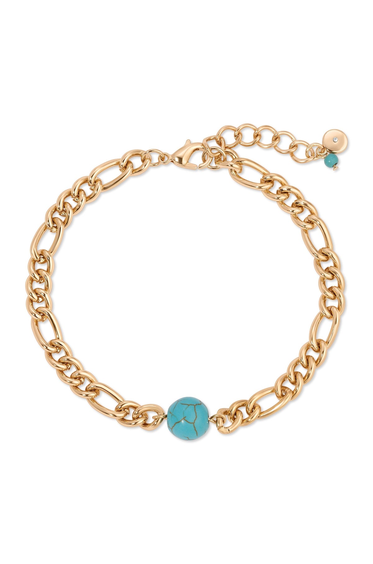 Turquoise Link Anklet Set - Turquoise with 18k Gold Plating | Ettika