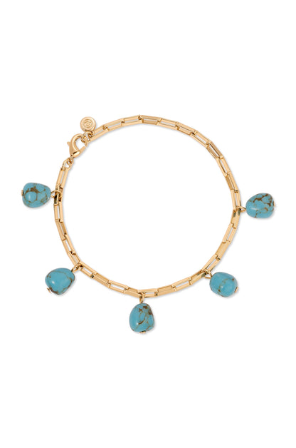 Turquoise Nugget Bracelet Set - Turquoise with 18k Gold Plating | Ettika