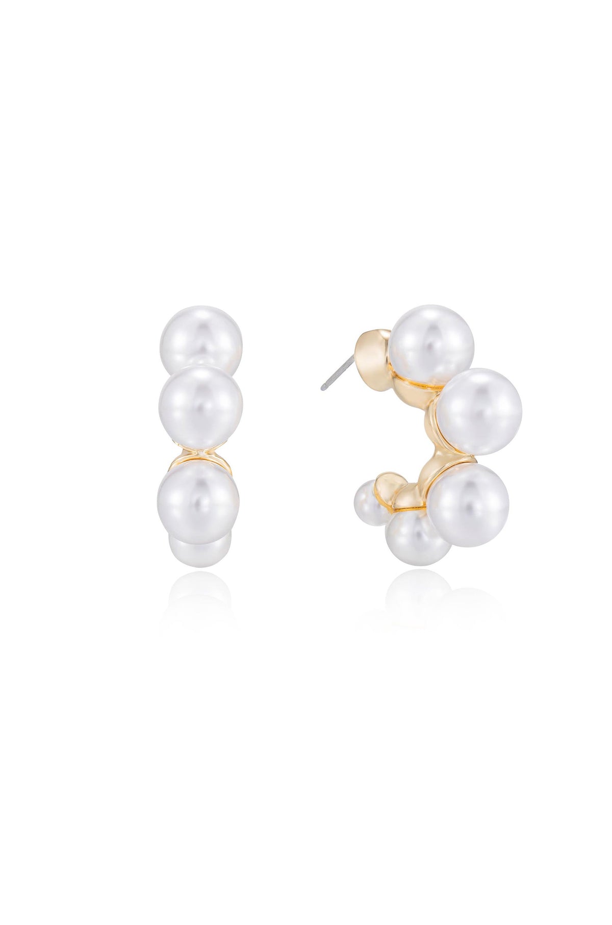 Five Pearls Hoop Earrings - Pink Pearl with 18k Gold Plating | Ettika