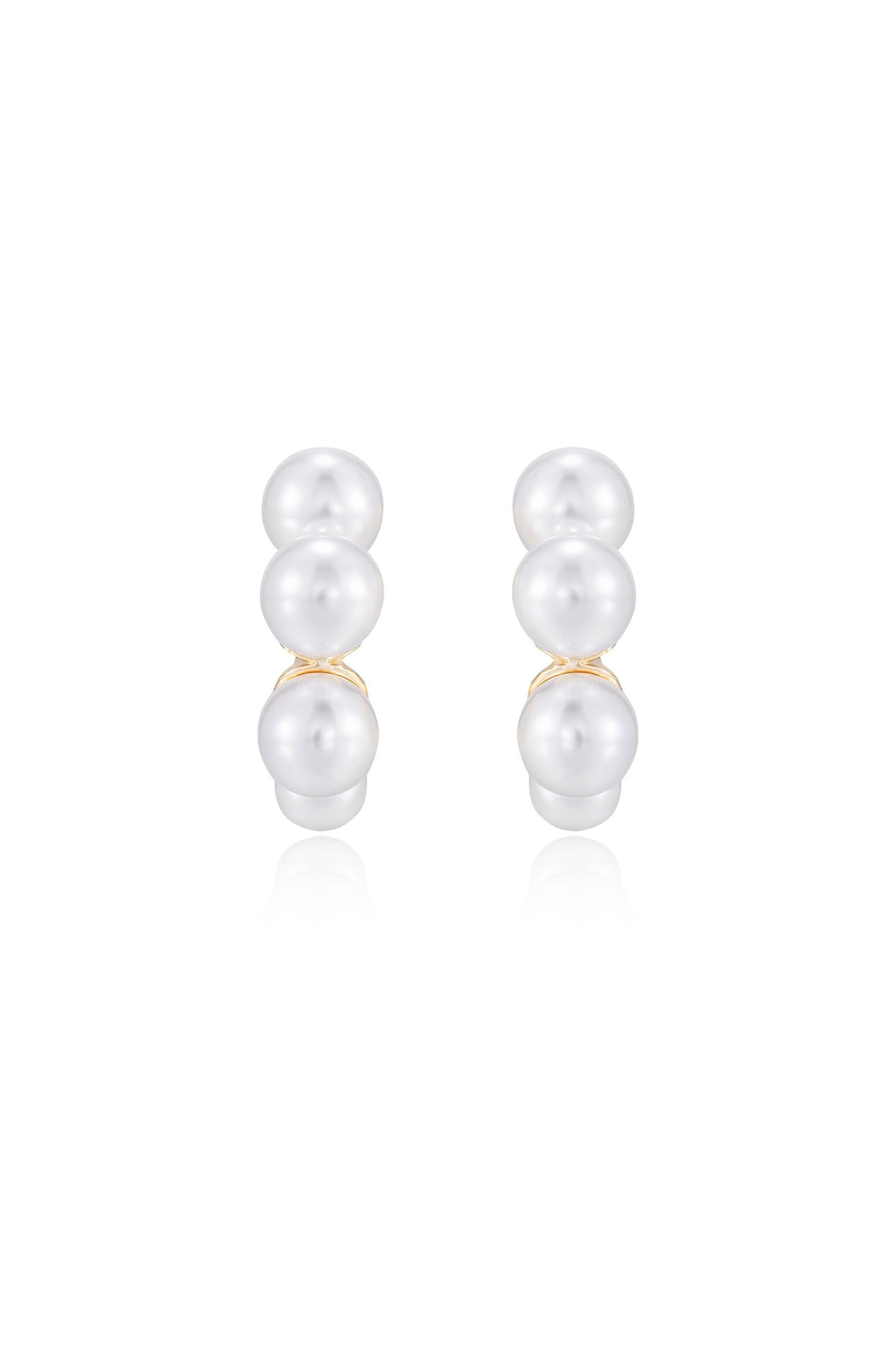 Five Pearls Hoop Earrings - Pink Pearl with 18k Gold Plating | Ettika