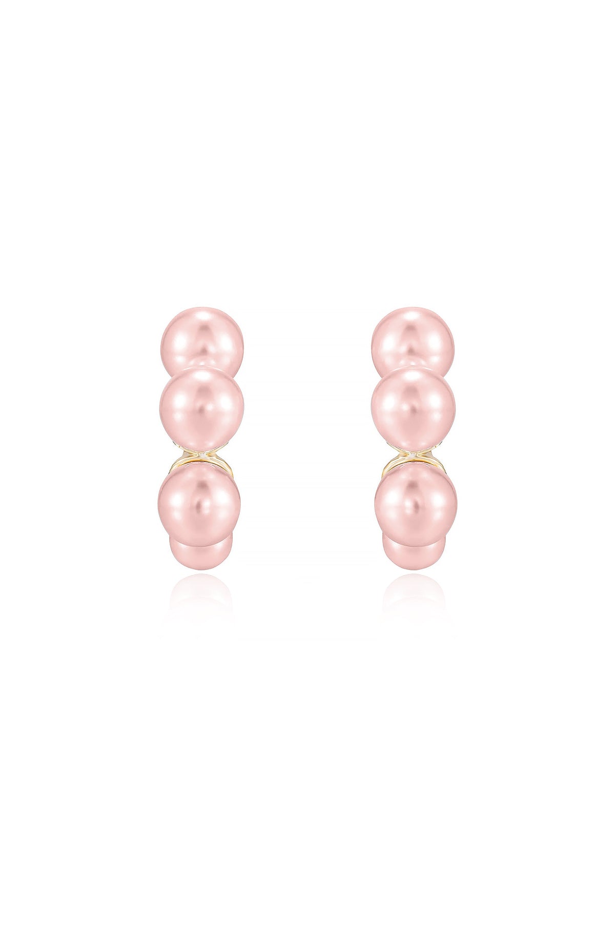 Five Pearls Hoop Earrings - Pink Pearl with 18k Gold Plating | Ettika
