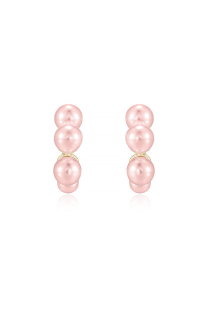 Five Pearls Hoop Earrings - Pink Pearl with 18k Gold Plating | Ettika