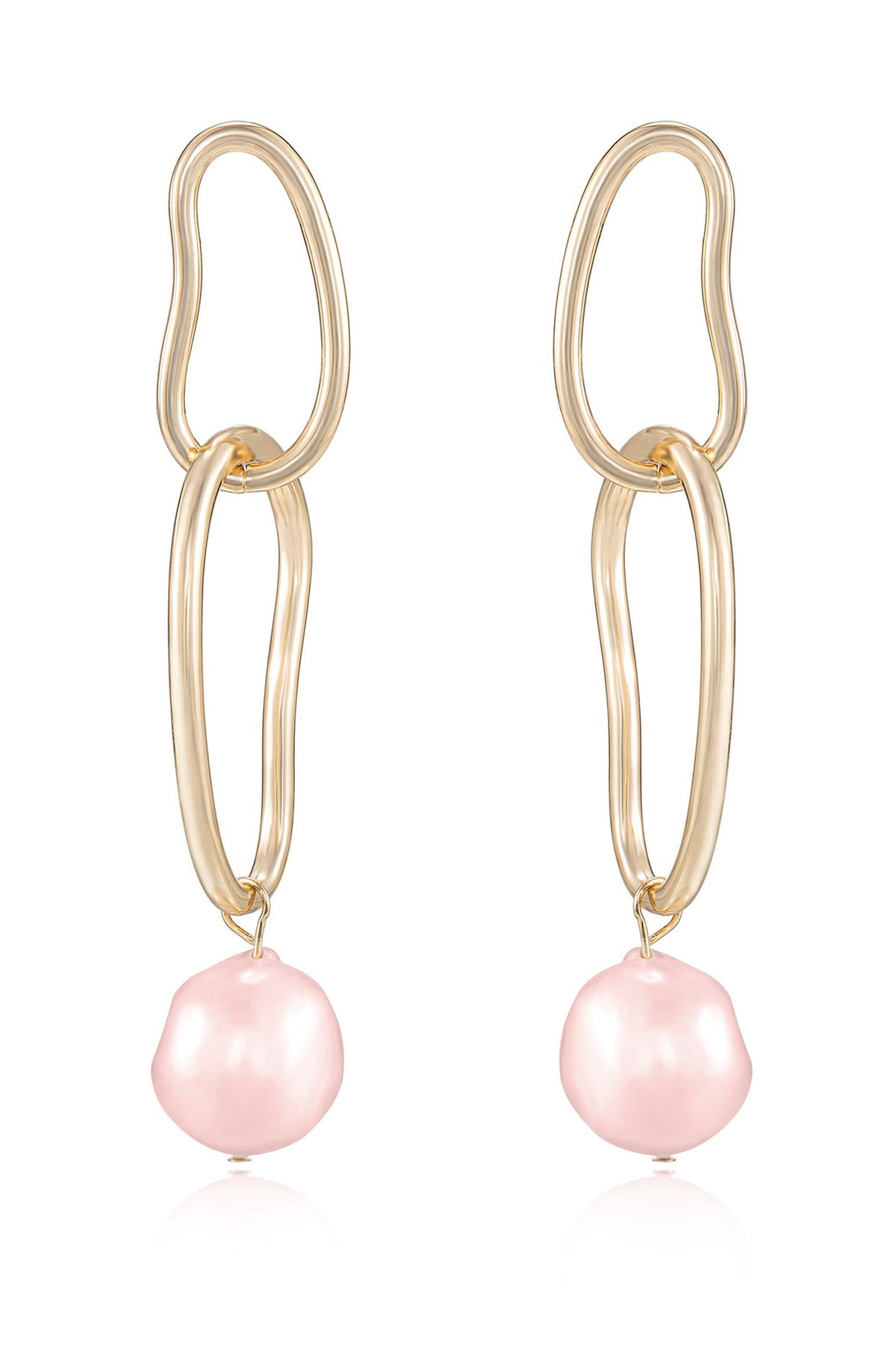 Mara Dangle Pearl Earrings - Pink Pearl with 18k Gold Plating | Ettika