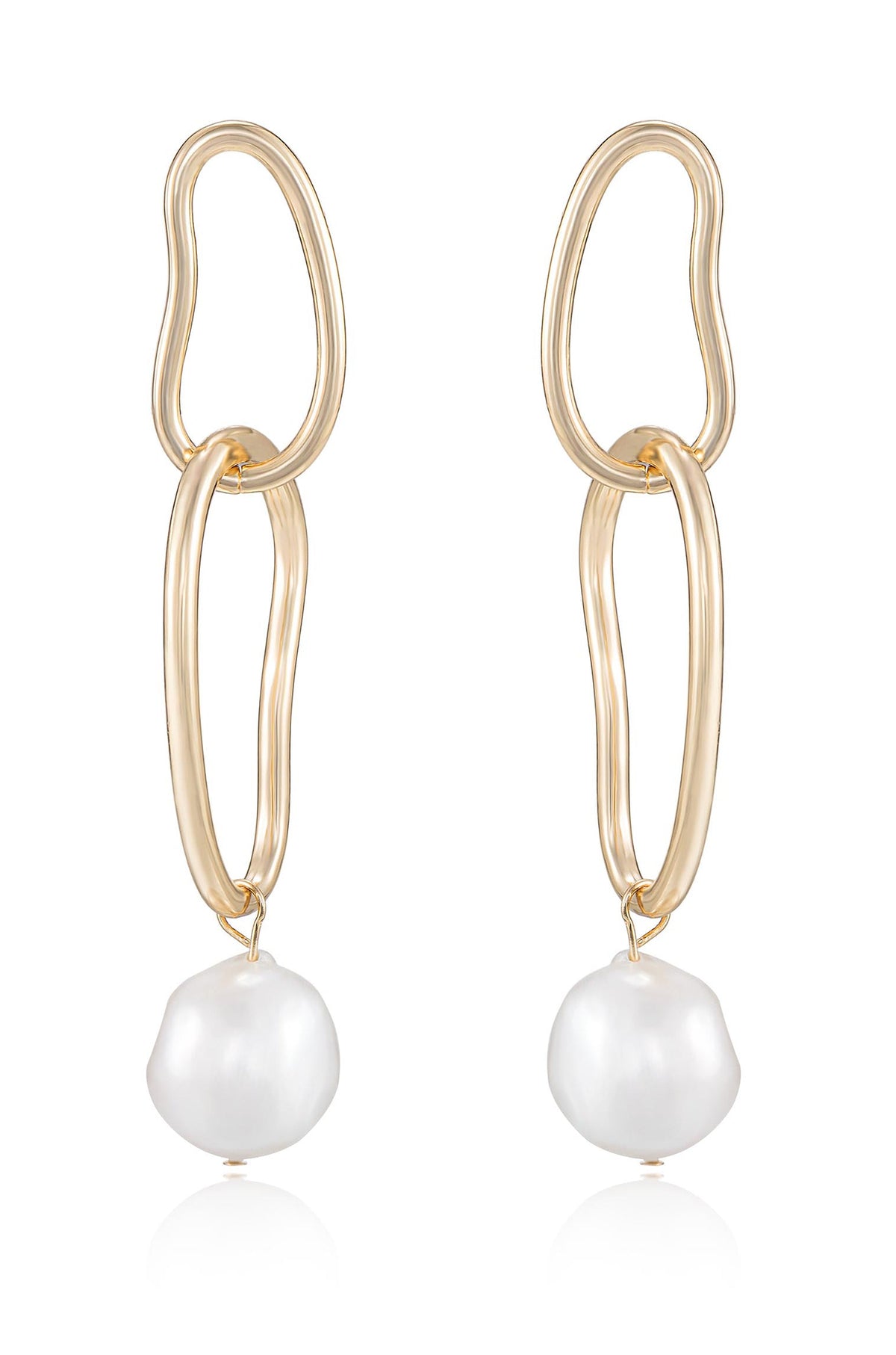 Mara Dangle Pearl Earrings - Pink Pearl with 18k Gold Plating | Ettika