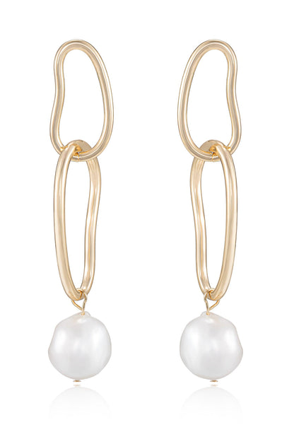 Mara Dangle Pearl Earrings - Pink Pearl with 18k Gold Plating | Ettika