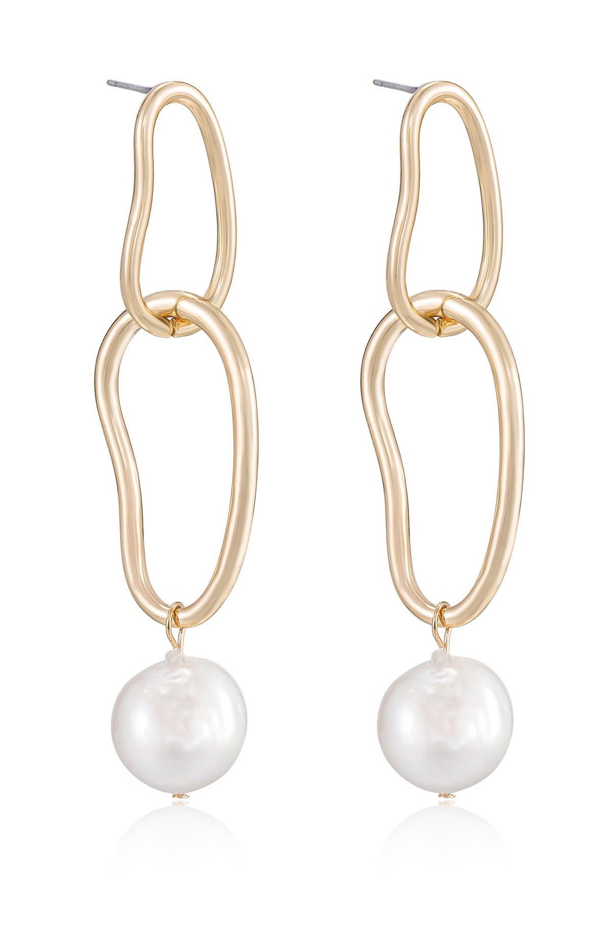 Mara Dangle Pearl Earrings - Pink Pearl with 18k Gold Plating | Ettika
