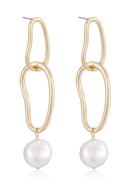 Mara Dangle Pearl Earrings - Pink Pearl with 18k Gold Plating | Ettika