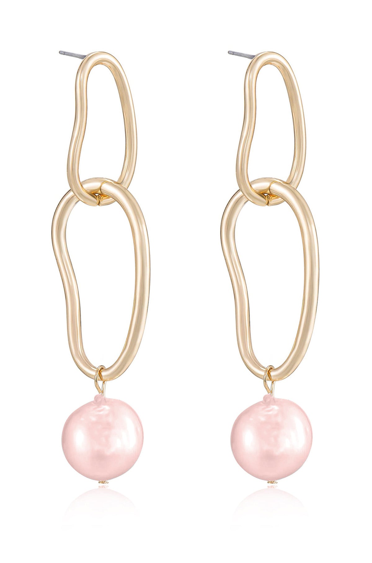 Mara Dangle Pearl Earrings - Pink Pearl with 18k Gold Plating | Ettika