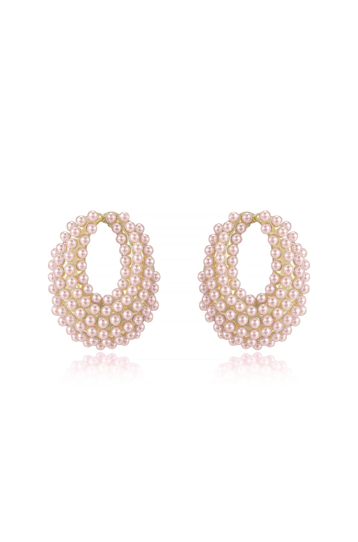 Classic Pearl Cluster Stud Earrings - Pink Pearl with 18k Gold Plating | Ettika