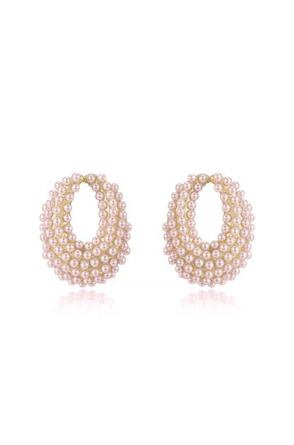 Classic Pearl Cluster Stud Earrings - Pink Pearl with 18k Gold Plating | Ettika