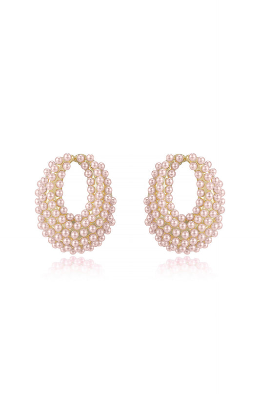 Classic Pearl Cluster Stud Earrings - Pink Pearl with 18k Gold Plating | Ettika