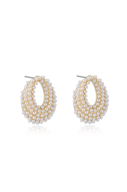Classic Pearl Cluster Stud Earrings - Pink Pearl with 18k Gold Plating | Ettika